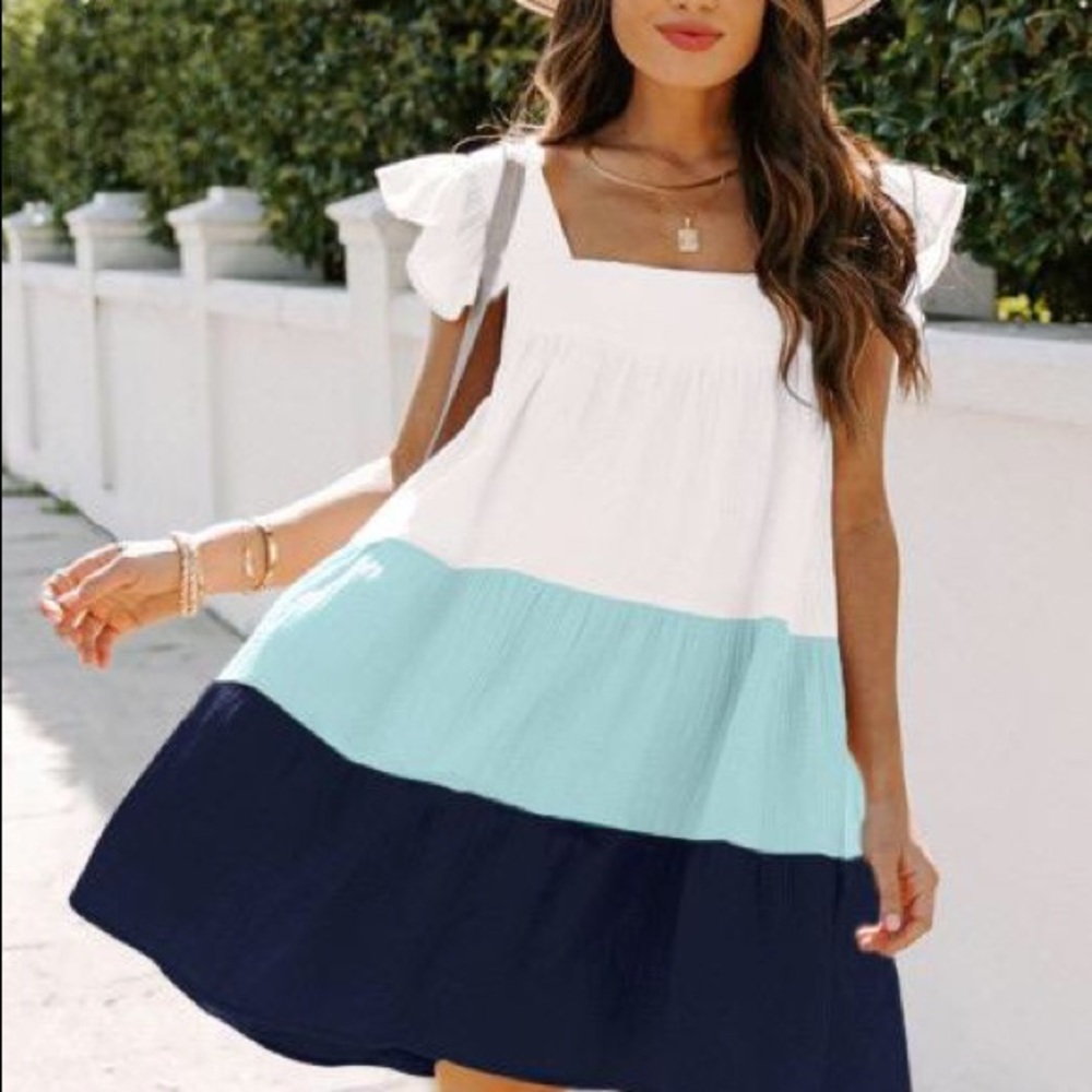Color block babydoll dress